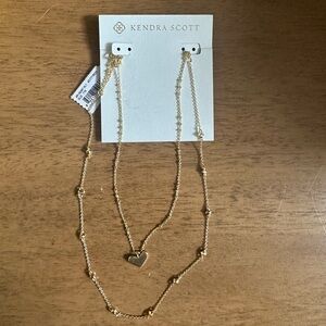 NWT Kendra Scott Ari Heart Multi Strand Necklace in Gold